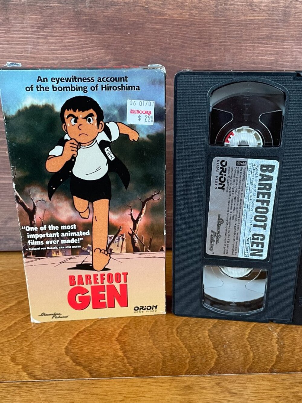 Barefoot Gen VHS, ORION VIDEO Not Rated 85mins Closed Captioned